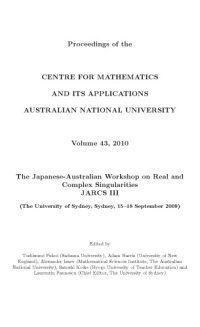 cover of the book The Japanese-Australian Workshop on Real and Complex Singularities, JARCS III, The University of Sydney, Sydney, 15-18 September 2009