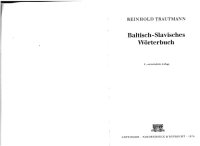 cover of the book Baltisch-slavisches Wörterbuch