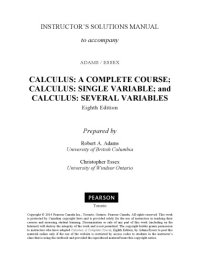 cover of the book Instructor's Solutions Manual to Calculus: A Complete Course