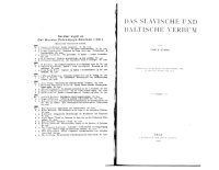 cover of the book Das slavische und baltische Verbum.