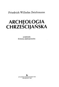 cover of the book Archeologia chrześcijańska