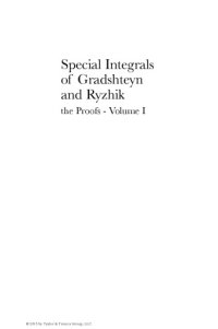 cover of the book Special Integrals of Gradshteyn and Ryzhik: The Proofs