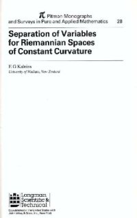 cover of the book Separation of Variables for Riemannian Spaces of Constant Curvature