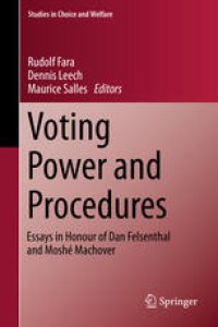 cover of the book Voting Power and Procedures: Essays in Honour of Dan Felsenthal and Moshé Machover