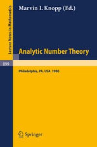 cover of the book Analytic Number Theory: Proceedings of a Conference Held at Temple University, Philadelphia, May 12–15, 1980