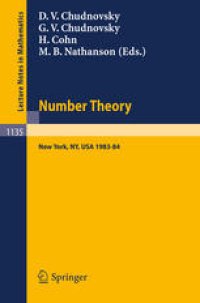 cover of the book Number Theory: A Seminar held at the Graduate School and University Center of the City University of New York 1983–84