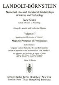 cover of the book Organic Cation-Radicals, Bi- and Polyradicals. Index of Substances for II/1, II/9, II/17