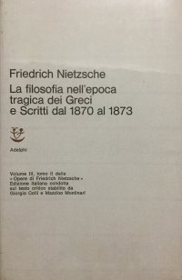 cover of the book La filosofia nell'epoca tragica dei Greci - Scritti dal 1870 al 1873