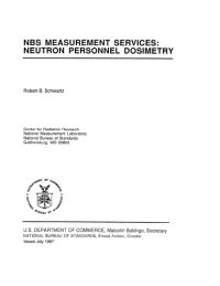 cover of the book NBS Measurement Services: Neutron Personnel Dosimetry