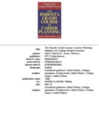 cover of the book The parent's crash course in career planning_ helping your college student succeed