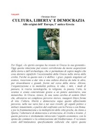 cover of the book Cultura, libertà e democrazia. Alle origini dell'Europa, l'antica Grecia