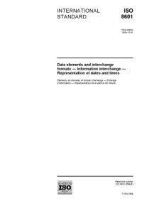 cover of the book ISO 8601:2004(E) Data elements and interchange formats -- Information interchange -- Representation of dates and times