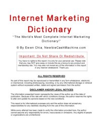 cover of the book Internet Marketing Dictionary: “The World’s Most Complete Internet Marketing Dictionary!”