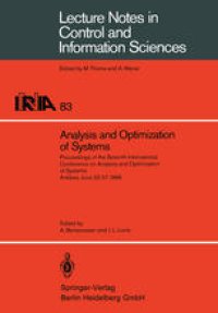 cover of the book Analysis and Optimization of Systems: Proceedings of the Seventh International Conference on Analysis and Optimization of Systems, Antibes, June 25-27, 1986