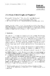 cover of the book (3,k)-Factor-Critical Graphs and Toughness