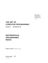 cover of the book The Art of Computer Programming. Volume 4, Pre-Fascicle 5A: Mathematical Preliminaries Redux