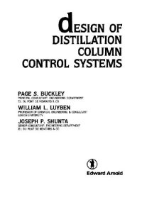 cover of the book Design of Distillation Column Control Systems