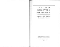 cover of the book The Greek discovery of politics