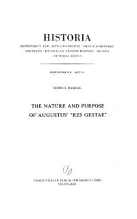 cover of the book The nature and purpose of Augustus' "Res gestae"