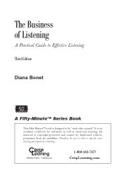 cover of the book The business of listening : a practical guide to effective listening