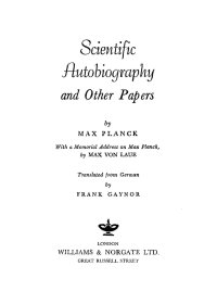 cover of the book Scientific Autobiography And Other Papers