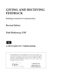 cover of the book Giving and receiving feedback : building constructive communication