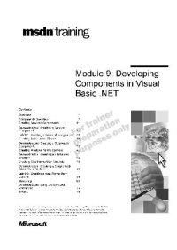 cover of the book Module 9: Developing Components in Visual Basic .NET