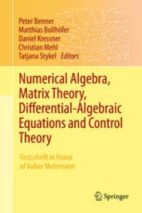 cover of the book Numerical Algebra, Matrix Theory, Differential-Algebraic Equations and Control Theory: Festschrift in Honor of Volker Mehrmann