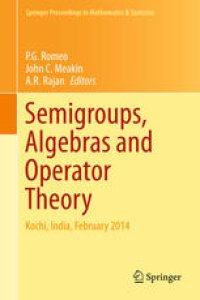 cover of the book Semigroups, Algebras and Operator Theory: Kochi, India, February 2014