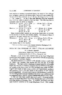 cover of the book Note on the Problem of Great Stellar Distances