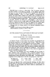 cover of the book On the Absolute Magnitudes of the Class M Stars