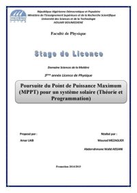 cover of the book Poursuite du point de puissance maximum (MPPT) pour un système solaire (PV)