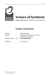 cover of the book Science of Synthesis: Houben-Weyl Methods of Molecular Transformations: Category 1: Organometallics ((As, Sb, Bi) and Silicon Compounds)