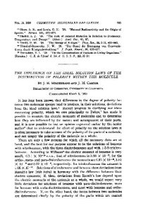 cover of the book The influence of the ideal solution laws of the distribution of polarity within the molecule