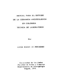 cover of the book Manual para el estudo de la cerámica arqueológica en Colombia. Técnica de laboratorio