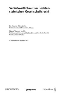 cover of the book Verantwortlichkeit im liechtensteinischen Gesellschaftsrecht