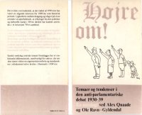 cover of the book Højre om! Temaer og tendenser i den anti-parlamentariske debat 1930-39