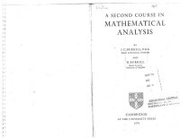 cover of the book A Second Course in Analysis