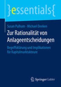 cover of the book Zur Rationalität von Anlageentscheidungen: Begriffsklärung und Implikationen für Kapitalmarktakteure