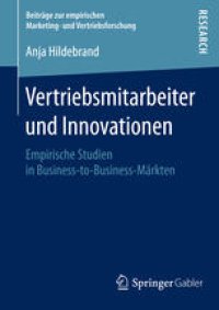 cover of the book Vertriebsmitarbeiter und Innovationen: Empirische Studien in Business-to-Business-Märkten