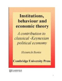 cover of the book Institutions, behaviors and economic theory