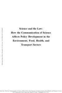 cover of the book Science and the law : how the communication of science affects policy development in the environment, food, health, and transport sectors