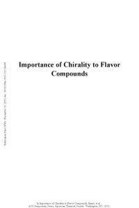 cover of the book Importance of chirality to flavor compounds