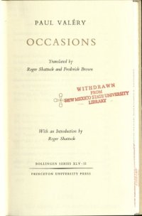 cover of the book Collected Works of Paul Valery, Volume 11: Occasions