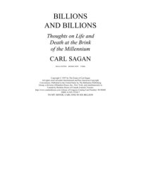 cover of the book Billions and Billions:  Thoughts on Life and Death at the Brink of the Millennium