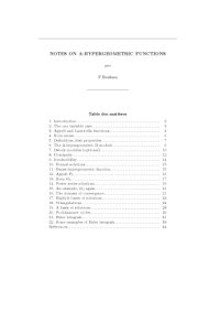 cover of the book Notes on A-Hypergeometric Functions [Lecture notes]