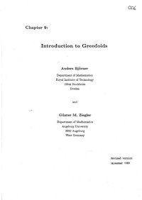 cover of the book Introduction to Greedoids (revised version, November 1989)