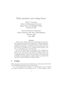 cover of the book Finite geometry and coding theory