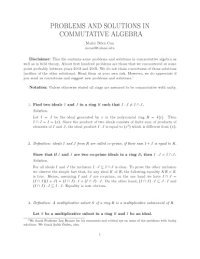 cover of the book Problems and Solutions in Commutative Algebra [expository notes]