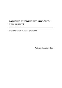 cover of the book Logique, théorie des modèles, complexité [Lecture notes]